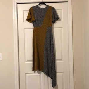 Funky black/tan cheetah spot asymmetrical dress